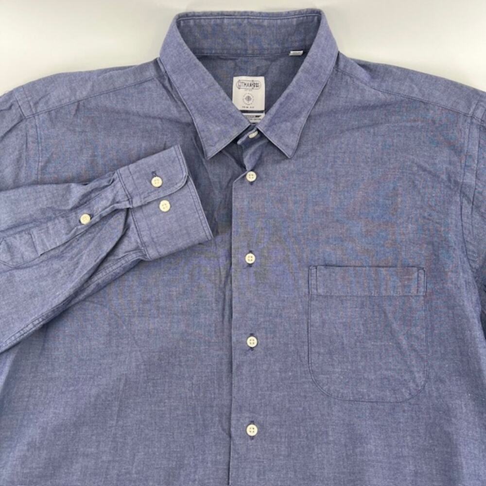 Gitman Bros. Long Sleeve Button Down Shirt Mens 16.5-34/35 Blue Stretch USA